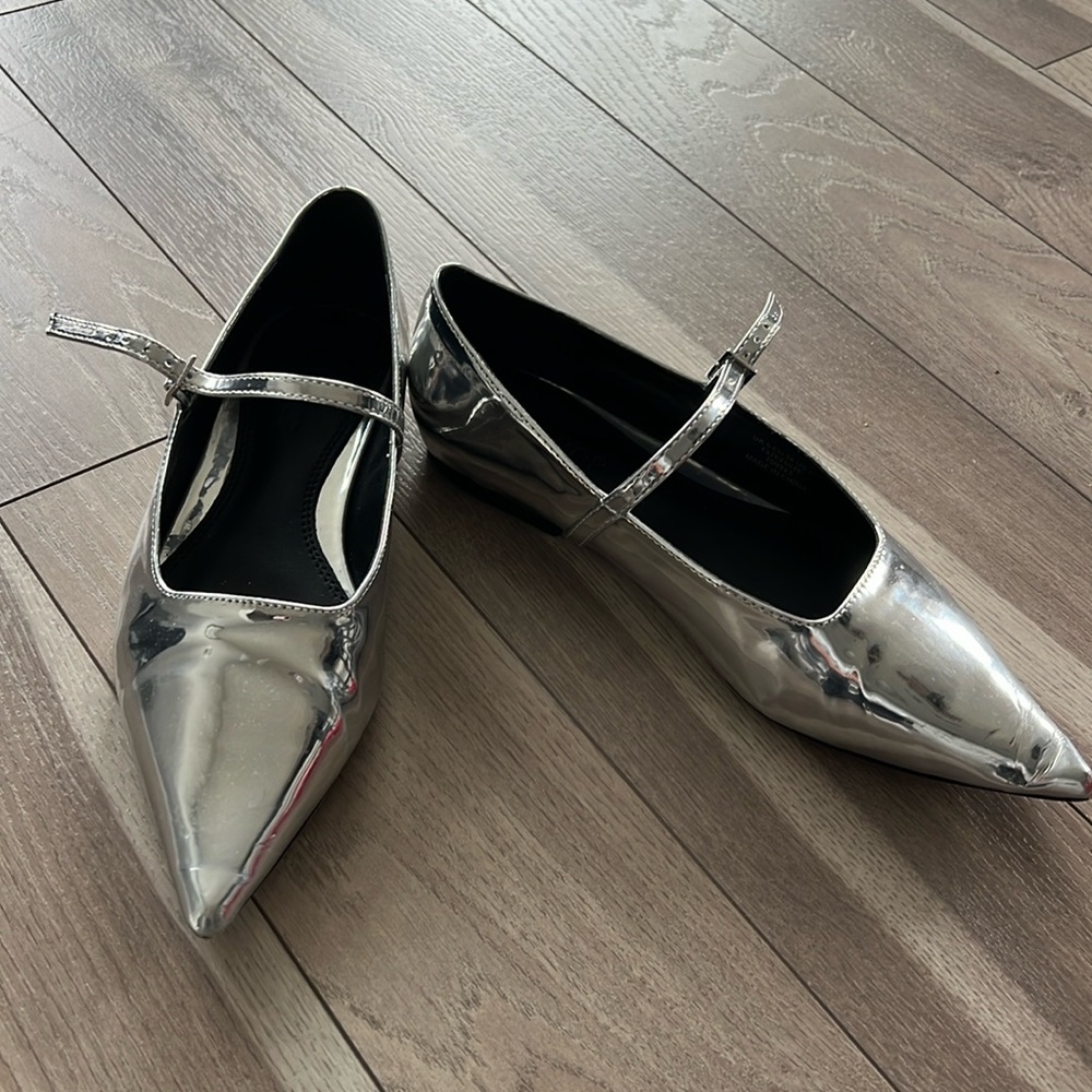 Topshop silver ballet flats